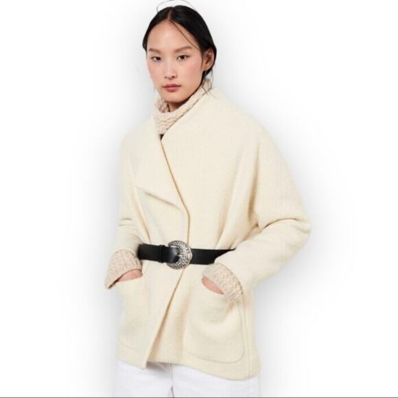 ba&sh Cliff Wool Belted Coat Ecru NWOT Large - Picture 4 of 13